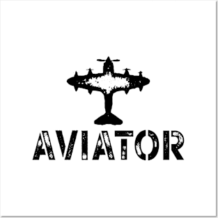 Aviator and Plane Military style Posters and Art